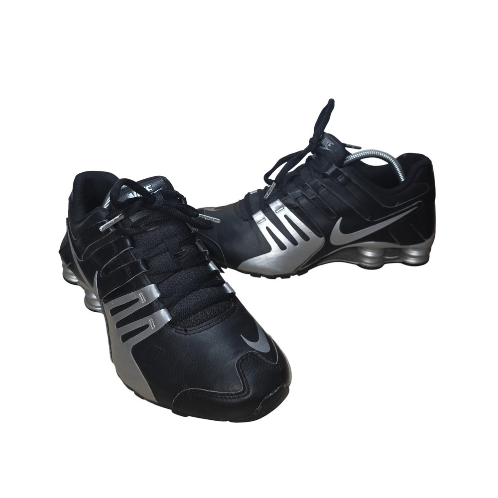 Nike Shox NZ Shoes Mens Size 9.5 Black Silver Cushioned Sneakers 633637-015